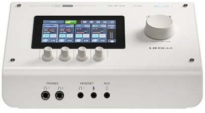 YAMAHA URX44 USB-C Audio Interface – Compact 6-In/4-Out Interface with 32-Bit/192kHz Audio, Touch LCD Control, Built-In DSP Mixing, Auto Gain and Multi-Track Recordings – White