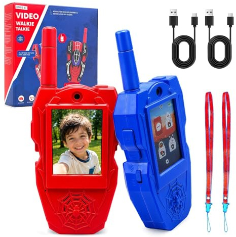 Talkie Walkie Video Enfant, Walkie Talkie Enfant avec Écran (3-12 Ans) Rechargeable avec Vidéo & Caméra HD, Talkie- Walki E Longue Portée Garçons Et Filles, Intérieur Et Extérieur