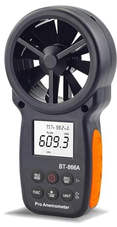Digital Anemometer Handheld CFM Meter with USB Connect Air Flow Meter Measure Wind Temperature/Speed