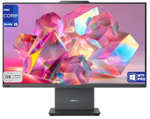 Lenovo ThinkCentre All-in-One PC, Intel Core i5-13420H, 27 FHD IPS Display (1920×1080), Intel Graphics, 16 GB DDR5 5600 MHz RAM, 1 TB NVMe SSD, Windows 11 Pro, Deutsch Tastatur-Layout, Grau