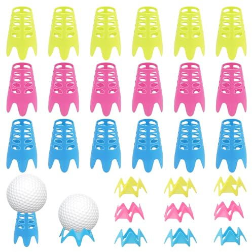 27 Stück Golf-Simulator-Tees Wiederverwendbar, Höhenverstellbare Kunststoff-Golftees, 2 Größen (18 Große + 9 Kleine), Golf Tees Kunststoff für Indoor & Outdoor, Für Golfmatten, Winterrasen