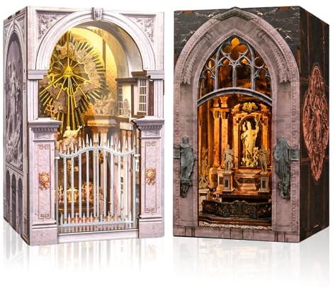MiniCity Criolpo - Set di 2 casette del diorama per adulti, fai da te in miniatura, puzzle in legno, casa delle bambole 3D, fermalibri per libreria, decorazione con luce LED, regalo creativo per