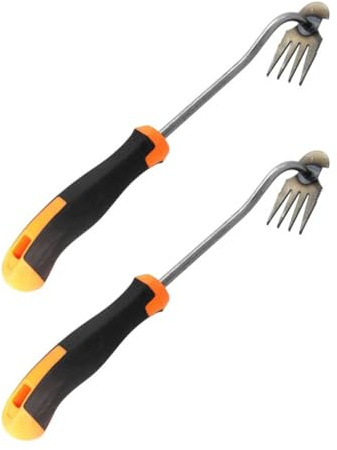 Outil d ' de racines à 4 dents, Construction métallique, poignée ergonomique pour une sans effort des mauvaises herbes, jardinage, petits râteaux