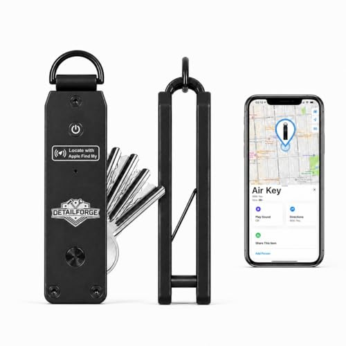 DetailForge Air Key, organizer per chiavi fino a 4 chiavi, compatibile con Apple Find My, con funzione di ricerca Bluetooth e segnale acustico (nero)