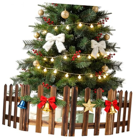 HOMSFOU Steccato Natalizio in Legno Decorativo per Albero di Natale Design Semplice ed Elegante, Recinzione Miniatura per Decorazioni Esterne e Casette delle Bambole