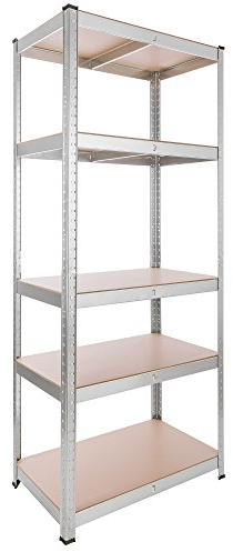 Arebos Schwerlastregal 180x75x45 cm | 875 kg Tragkraft | 5 MDF-Platten | Einfache Montage durch Stecksystem Regal Lagerregal Kellerregal Steckregal Werkstattregal | verzinkt