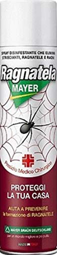 Spray Insetticida Disinfestante Ragni, Ragnatele, Insetti Striscianti RAGNATELAMAYER 400 ml| Spray Specifico Ad Azione Immediata e Prolungata|Valvola Di Precisione e Profumazione Gradevole.