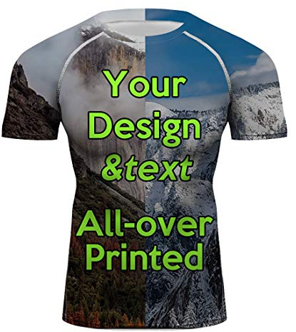 O2TEE Customized Text BJJ MMA Rash Guards Jiu Jitsu Training Fight Wear,Men,Short Sleeve,X-Large