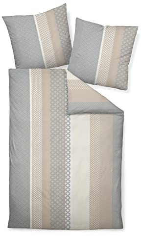 Traumschloss Bettwäsche »Seersucker« Muster Sand Silber, 155x220 & 80x80,100% Baumwolle | Krepp-Struktur, perfekt für den Sommer