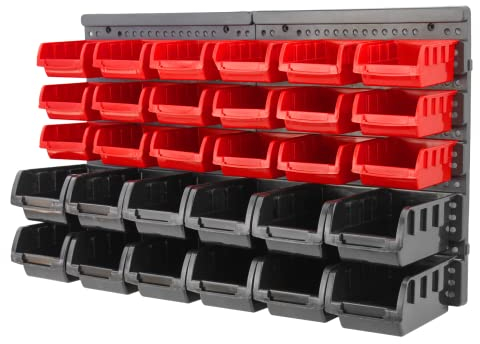 KCT 32 Pcs Wall Mount Storage Board Organiser Garage DIY Bin Panel Rack