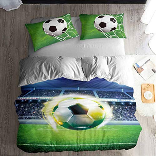 Coupe du Monde Club Football Literie Set - Ensemble de 3/4 pièces Literie Set (Housse de Couette + 2 taies d'oreiller + Le Drap) Doux/La santé/Pas d'allergie (C,Super King-4PCS-220×260cm)