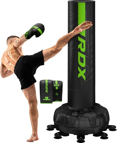 RDX 6FT 330LB Boxsack Stehend Erwachsene, Trainingshandschuhe und Überzug Set XXL Freistehender Standboxsack Boxing mit Saugfuß Freestanding Punch Bag für MMA Kickboxen Kampfsport Boxpartner Muay Thai