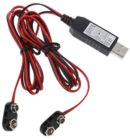 Gwxevce Éliminateur de Batterie USB vers Double 9V Remplacez Les Piles 9 Volts par Un Adaptateur Secteur USB Noir