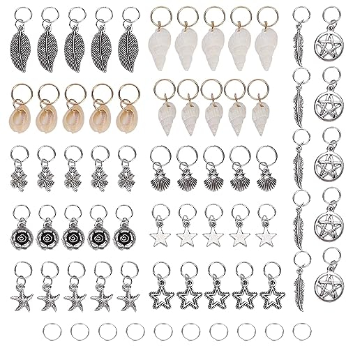 70 Stück Haarringe für Zöpfe, silberner Metall-Haarschmuck für Zöpfe, Haarperlen für Zöpfe, Dreadlocks, Haarschmuck, Perlen, Haarschmuck für Damen und Herren