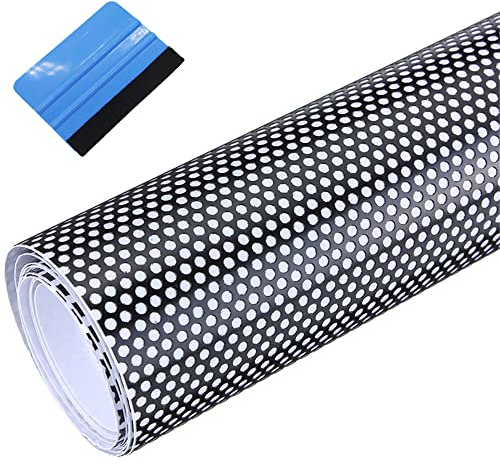 NewL Schwarze, perforierte Vinylfolie, Einwegsichtfolie, Sichtschutz, Autofolie, Aufkleber mit Messer und blauem Schaber (40 x 107 cm)