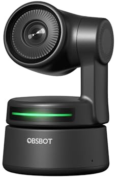 OBSBOT Tiny Webcam PTZ, Cadrage Assisté & Contrôle Gestuel par IA, Webcam 1080p avec Double Micro Omnidirectionnel, Grand Angle de 90 Degrés, Pour Diffusion en Direct, Cours en Ligne, Réunion Vidéo