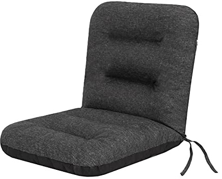 PillowPrim Sitzkissen für gartenstühle – Kissen für Balkon – Für Gartenliebhaber – Langlebig & Wetterfest – Schwarz Ökoleinen – 48x48 cm, Hoher Rücken 48 cm