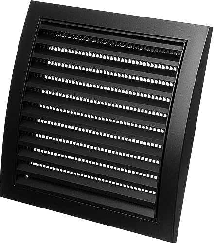 190x190mm Anthrazit Lüftungsgitter mit Insektenschutz - Kunststoff Abschlussgitter ohne Flansch