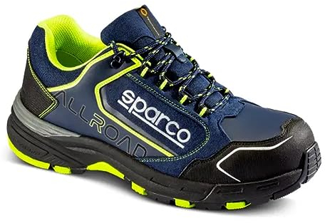 Sparco TEAMWORK Scarpa Antinfortunistica Da Lavoro - bassa Uomo - All Road - S3 SRC, Blu-Giallo, 44 EU