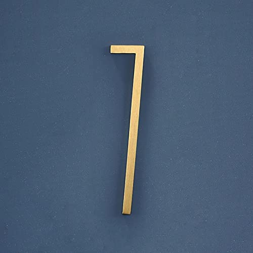 7cm Solid Brass 3D House Plaque Numbers 0-9 Letters A-Z Dash Sign Adhesive Glued Hotel Office Door Number Indoor Mailbox Address Digital Alphabet for Home Outdoor Plates Doorplate Room (7)