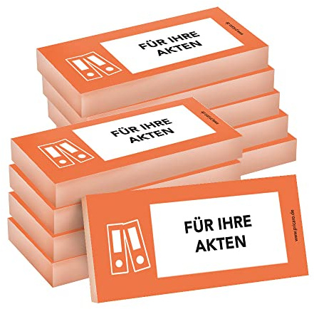 PRICARO Haftnotizen Für Ihre Akten, orange, 100 Blatt, 10 Stück