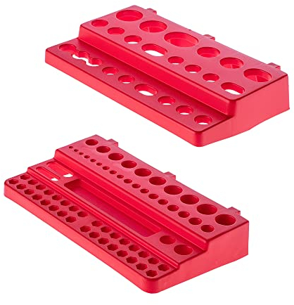 KADAX Porte-outils, étagère murale, porte-outils en plastique PP, système de stockage pour mur perforé, mur à outils pour garage, atelier, salle de loisirs, abri (2 x court) Rouge