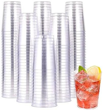 HOMESHOPA Clear Plastic Tumblers, 10oz Pack of 40 Reusable Plastic Cups, Sturdy Stackable Drinking Glasses, Transparent Party Glasses for Wedding Anniversary, Birthday, Camping, Picnic,BBQ