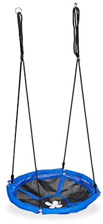 Relaxdays Nestschaukel, Ø 90 cm, Kinder & Erwachsene, höhenverstellbar, bis 100 kg, Outdoor Hängeschaukel, schwarz/blau