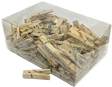 Generico Confezione da 100 PZ Mini MOLLETTE 3.5 cm Ideali per segnaposto bomboniere Bouquet Fiori bigliettini creazioni Artigianali Fai da Te (Naturale)