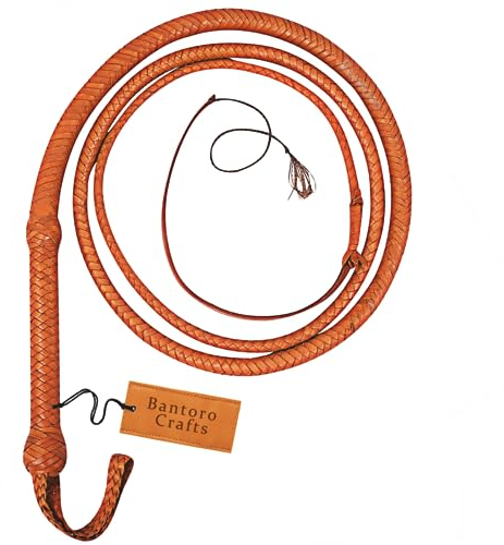 Bullpeitsche aus Leder, 1,2 bis 7,3 m, Länge in 16 Zöpfen, Känguru-Haut, braun, hellbraun, Reiter, professionelle Premium-Qualität, 6 m
