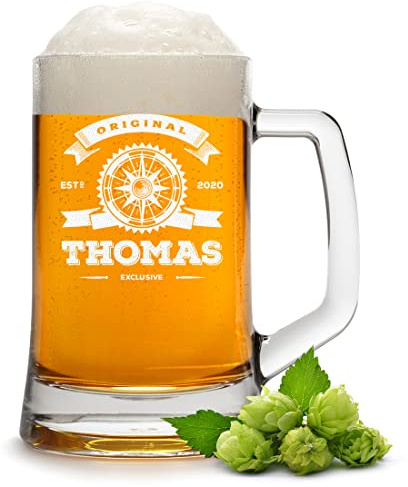 polar-effekt Bierkrug 0,3 Liter Bierglas mit Wunschgravur - individueller Bierseidel mit Namen - Geschenk-Idee für Männer Vatertagsgeschenk - gängige Biersorten - Geburtstag Weihnachten Jubiläum