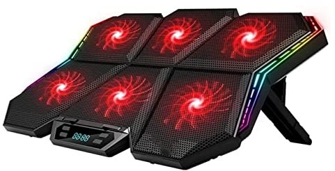 Base Refrigeradora Portatil Enfriador de Portátil RGB Laptop Cooler 12-17 Pulgadas Pantalla LED Laptop Cooling Pad Notebook Cooler Stand Con Seis Ventiladores Y 2 Puertos USB Base Refrigeradora Portát