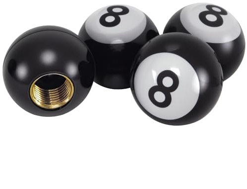 QILISEN Car Tire Valve Caps 4 Pack, Valve Stem Covers with Pool 8 Ball Design, Universal Tire Caps Suitable for Cars, Trucks, SUVs