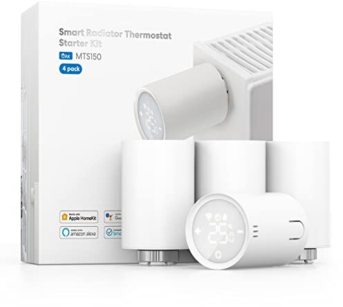 Meross WLAN Heizungsthermostat kompatibel mit HomeKit, smartes Heizkörperthermostat benötigt Hubkompatibel mit Siri, Alexa und Google, M30*1,5mm, 4pcs