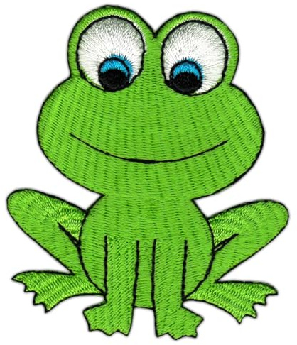 Frosch Grün Aufnäher zum aufbügeln oder aufnähen Bügelbild Aufbügler für Kleidung gestickter Bügelpatch Applikation Patch Größe 6,2 x 7,2 cm