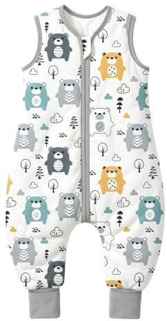 Mosebears Sacco Nanna con Piedini Invernale 2,5 Tog 3-4 Anni Tutto l'anno Sacco Nanna in Cotone Traspirante per Neonati e Bambini