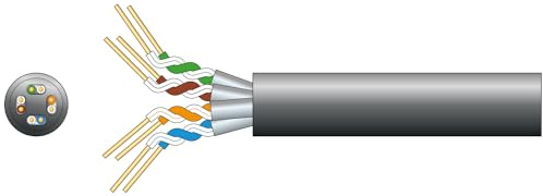 mercury | Cat6a Outdoor Ethernet Network Cable Box | 305m Drum of Data Cable Black | Oxygen Free Copper Conductor High Speed Data Transmission, Passes Fluke Test