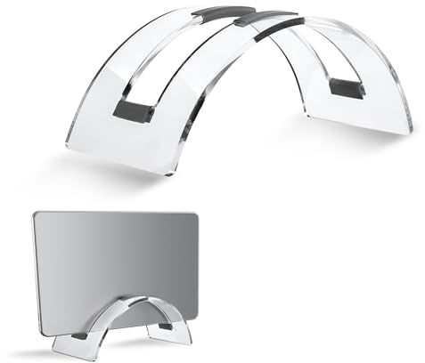 lasuroa Vertical Laptop Stand for Desk, Clear Acrylic Laptop Holder Invisible Space Saving Notebook Dock for Macbook HP Dell Home Office Desk Organizer Storage