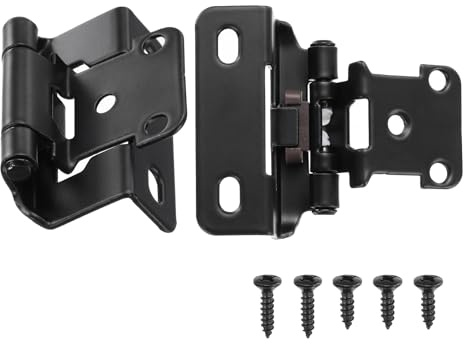 sourcing map 20 Pcs Cabinet Hinges for Kitchen Cabinet Door, 1/2 Overlay Partial Wrap Kitchen Cabinet Hinges, Self Closing Cabinet Hinge for Cabinet Doors Furniture, Black