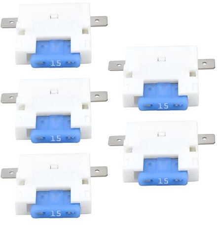 OTOTEC 5pcs Car Fuse Holder 6.35mm 12V Fuse Box with 5A Blade Fuses Automotive Fuse Holder for 6.35mm Car Flat Fuse Socket Car Fuse Repairment Accessories White