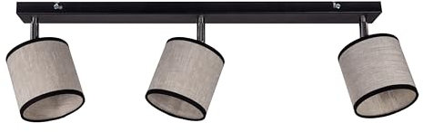 Licht-Erlebnisse Deckenspot Stoff Metall Schwarz Beige Wohnzimmer Schlafzimmer Büro 65 cm lang E14 beweglich flexibel wohnlicher Deckenstrahler blendarm LADIUM