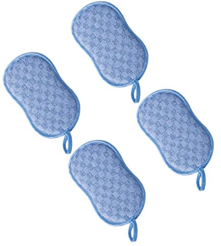 SEWOART Juego de Esponjas para Lavar Platos Reutilizables de Larga Duración 4 Piezas de Estropajos de Limpieza de Doble Cara para Platos de Cocina Platos Y Cristalería Estropajo Azul