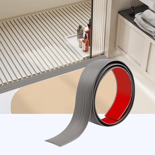 100cm*4cm Tapajuntas Suelo Adhesivo, PVC Perfil de Transición para Suelo, Tira de Umbral se Utilizan para Conectar Huecos de Suelo, Transiciones de Umbral de Alfombras(Nuevo Gris)