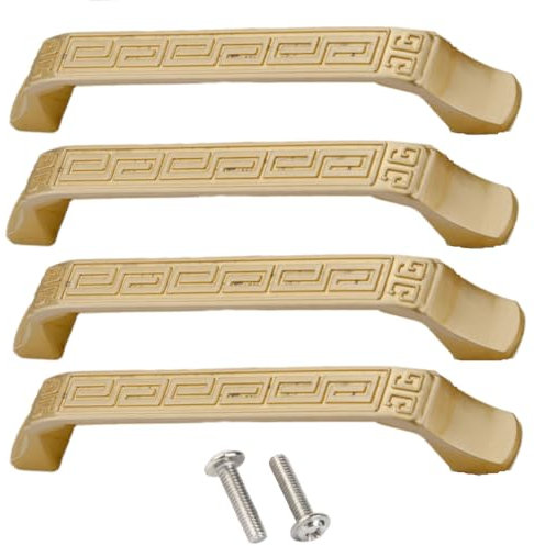 SANCHAKOU Möbelknöpfe 4Er-Pack Kupfer Naturfarbe Schuhschrank Schrankgriff Massiv Verdickt Kleiderschrank Messing Gold Griff Möbelbeschläge 8009-128 Lochabstand