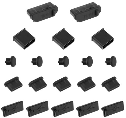 20 Pcs USB Dust Cover Port Plugs Type-C Port Plugs Protector Silicone Anti Dust Ports Covers USB C Female & Male Ports for Most Type C Mobile Phone Tablet Accessories (5 Types)