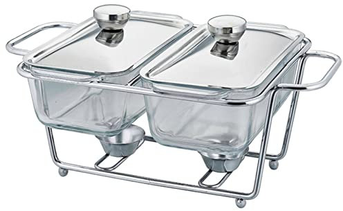 Generico Chafing Dish 1,3L Chafer Dishes Buffet Set, Scaldavivande rettangolari in Acciaio Inossidabile per Buffet di Dimensioni Standard per Matrimoni/Feste/Banchetti/Catering (2,6L)
