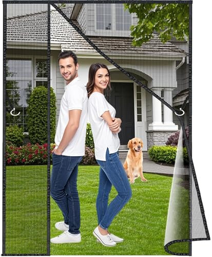 Luxvix Aktualisierte Linke Rechts Öffnung Magnet Fliegengitter-Tür, 120x210 cm Insektenschutz Balkontür, Fliegengittertür Ohne Bohren, Automatisch Verschließen Moskitonetz Für Balkontür ‎Schwarz