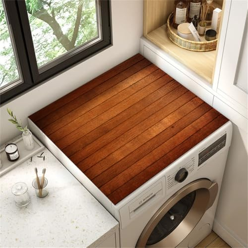 Antideslizante Funda para Lavadora,Veta De Madera,Cubierta Superior para Lavadora Y Secadora,Funda para FrigoríFico,Mat Multifuncional para Secadora De Ropa Y Lavadora Antipolvo (Color 1,60 x60 cm)