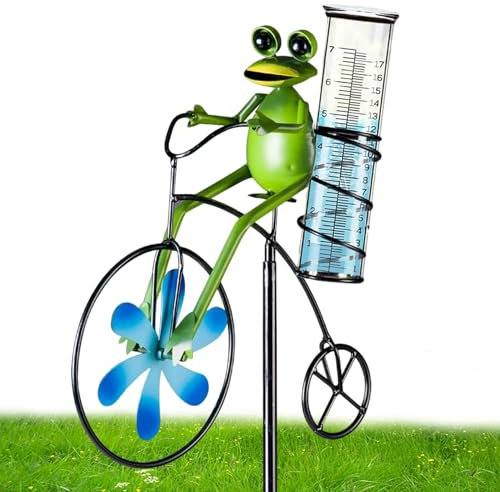 Pluviomètre numérique – Piquet grenouille en métal de 17,8 cm pour extérieur, jardin, pelouse, terrasse, surveillance météorologique