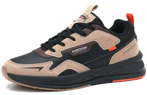 AX BOXING Sneaker Uomo Comode Scarpe da Ginnastica Casual Sportive Basse Scarpa Taglia 41-46 EU(Cachi Nero, 42 EU)